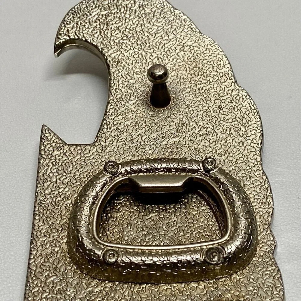 Cadillac 187 INC. Belt Buckle Bottle Opener Tool 5” Chrome Black Winged Logo Vtg